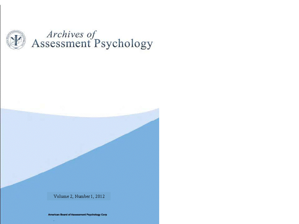 					View Vol. 2 No. 1 (2012): Archives of Assessment Psychology
				